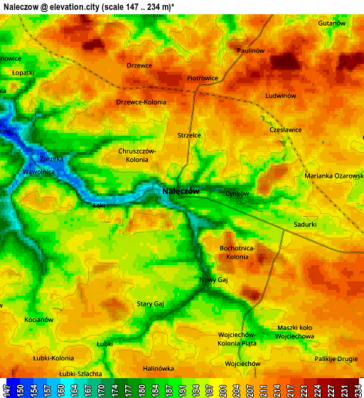 Zoom OUT 2x Nałęczów, Poland elevation map