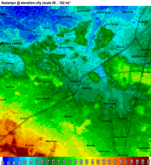 Zoom OUT 2x Nadarzyn, Poland elevation map