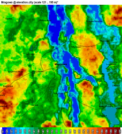 Zoom OUT 2x Mrągowo, Poland elevation map