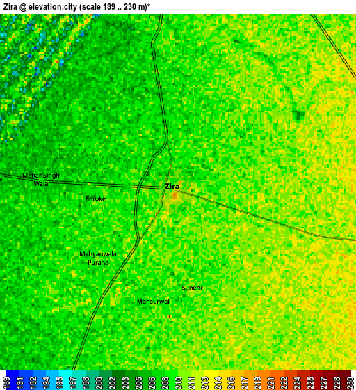 Zoom OUT 2x Zira, India elevation map