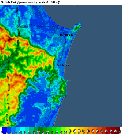 Zoom OUT 2x Suffolk Park, Australia elevation map