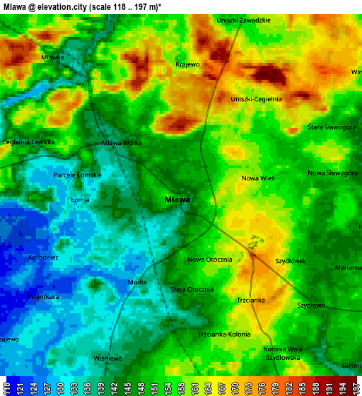 Zoom OUT 2x Mława, Poland elevation map