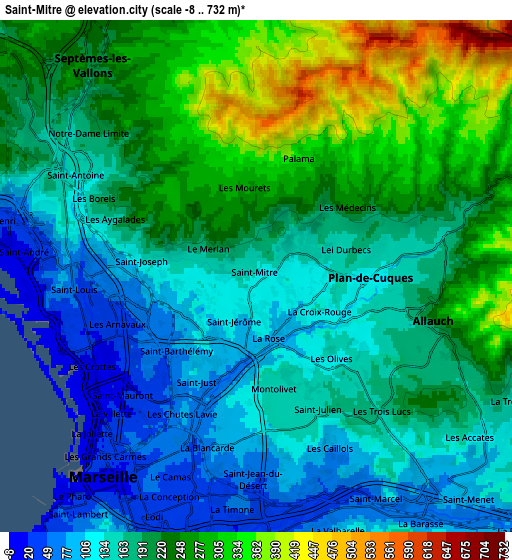 Zoom OUT 2x Saint-Mitre, France elevation map