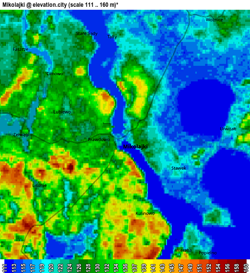 Zoom OUT 2x Mikołajki, Poland elevation map