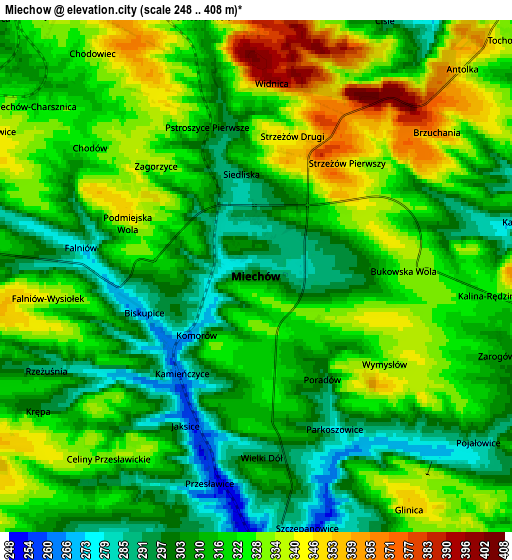 Zoom OUT 2x Miechów, Poland elevation map