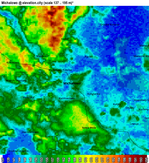 Zoom OUT 2x Michałowo, Poland elevation map