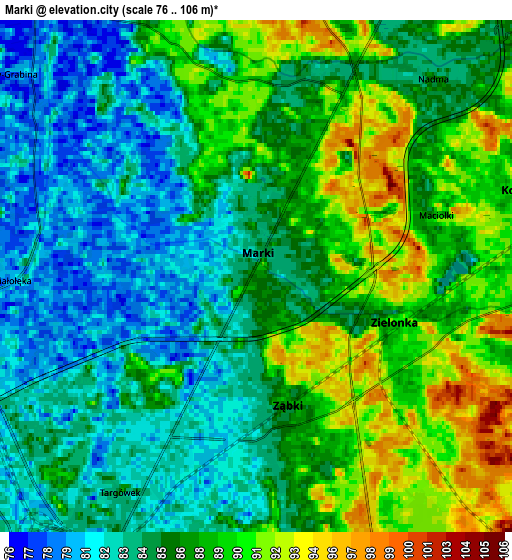 Zoom OUT 2x Marki, Poland elevation map