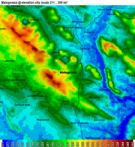 Zoom OUT 2x Małogoszcz, Poland elevation map