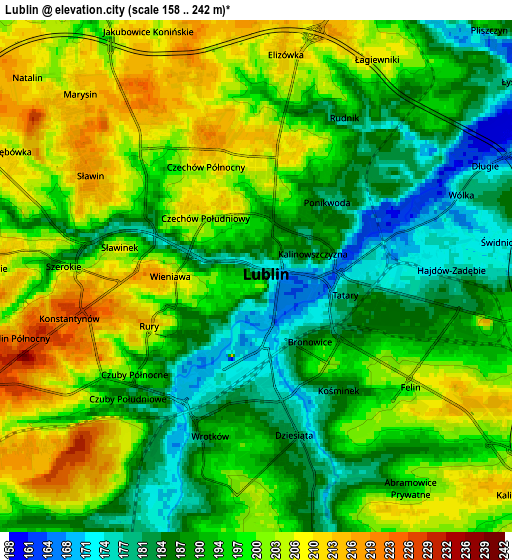 Zoom OUT 2x Lublin, Poland elevation map