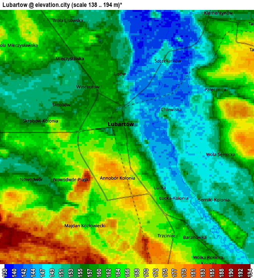 Zoom OUT 2x Lubartów, Poland elevation map
