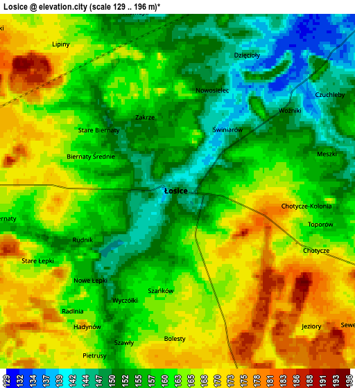 Zoom OUT 2x Łosice, Poland elevation map