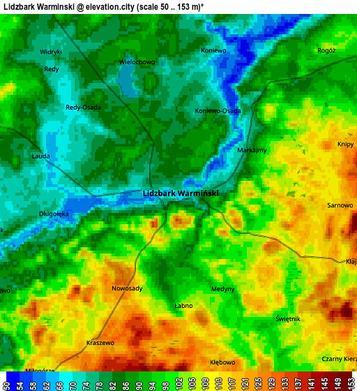 Zoom OUT 2x Lidzbark Warmiński, Poland elevation map