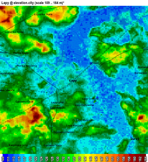 Zoom OUT 2x Łapy, Poland elevation map