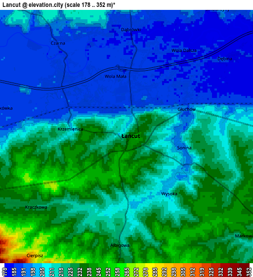 Zoom OUT 2x Łańcut, Poland elevation map