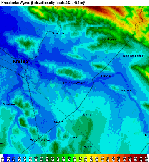 Zoom OUT 2x Krościenko Wyżne, Poland elevation map