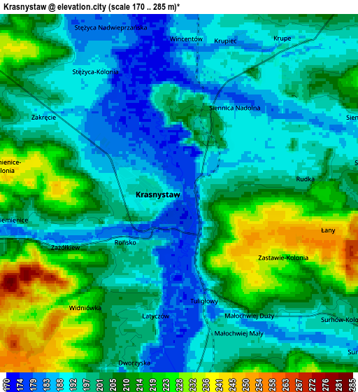 Zoom OUT 2x Krasnystaw, Poland elevation map