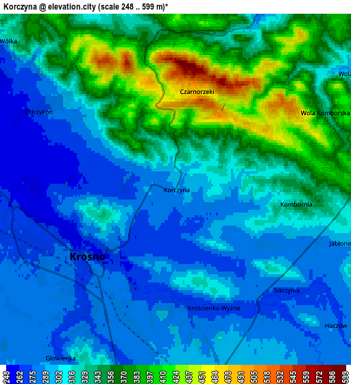 Zoom OUT 2x Korczyna, Poland elevation map