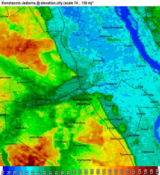 Zoom OUT 2x Konstancin-Jeziorna, Poland elevation map