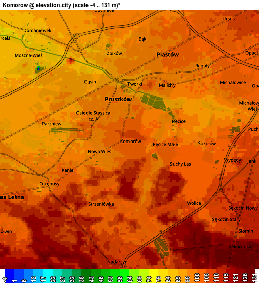 Zoom OUT 2x Komorów, Poland elevation map