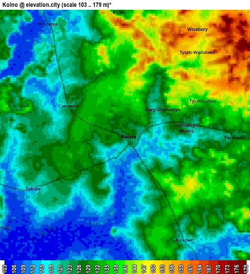 Zoom OUT 2x Kolno, Poland elevation map