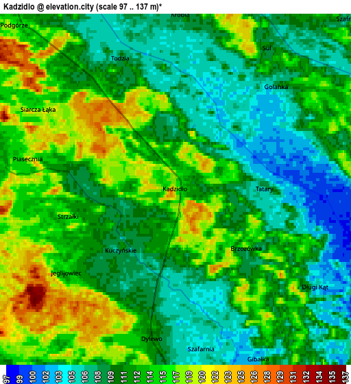 Zoom OUT 2x Kadzidło, Poland elevation map