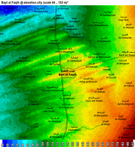 Zoom OUT 2x Bayt al Faqīh, Yemen elevation map