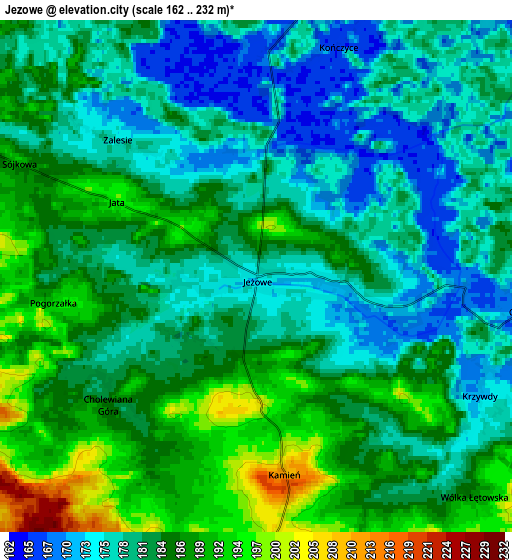 Zoom OUT 2x Jeżowe, Poland elevation map