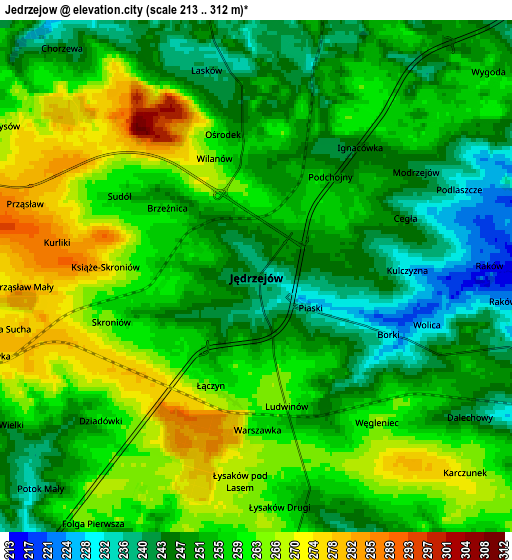 Zoom OUT 2x Jędrzejów, Poland elevation map