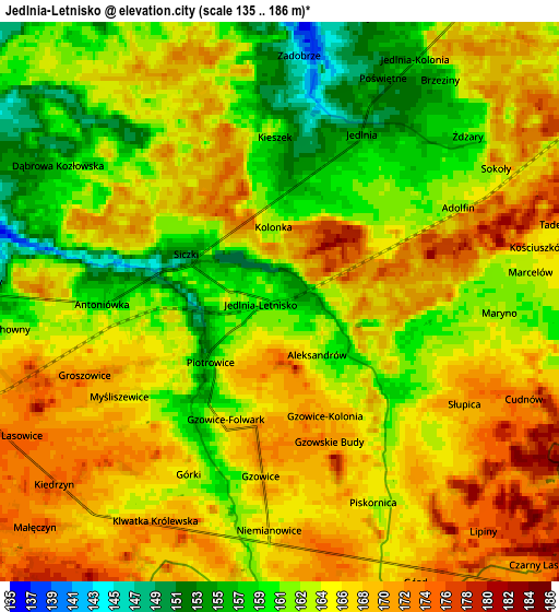 Zoom OUT 2x Jedlnia-Letnisko, Poland elevation map