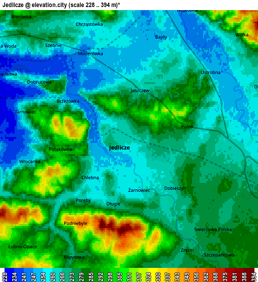 Zoom OUT 2x Jedlicze, Poland elevation map