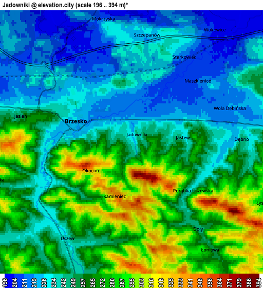 Zoom OUT 2x Jadowniki, Poland elevation map