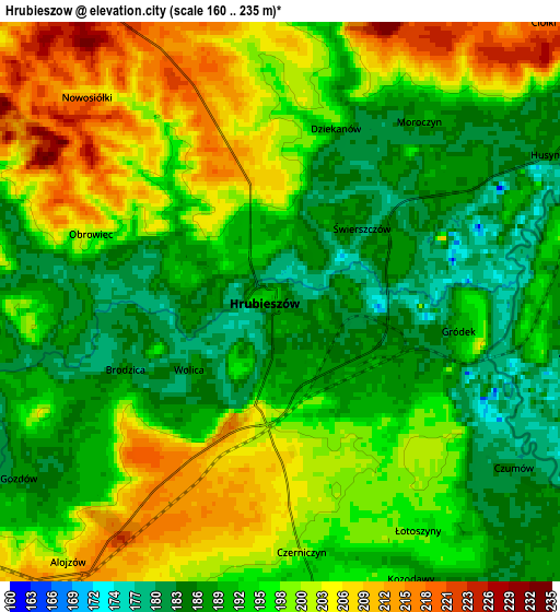 Zoom OUT 2x Hrubieszów, Poland elevation map