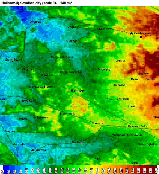 Zoom OUT 2x Halinów, Poland elevation map