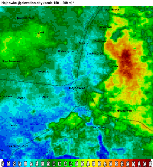 Zoom OUT 2x Hajnówka, Poland elevation map