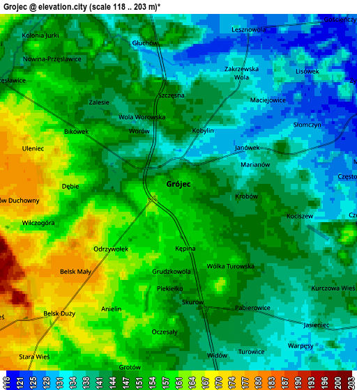 Zoom OUT 2x Grójec, Poland elevation map