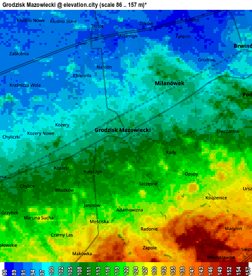 Zoom OUT 2x Grodzisk Mazowiecki, Poland elevation map