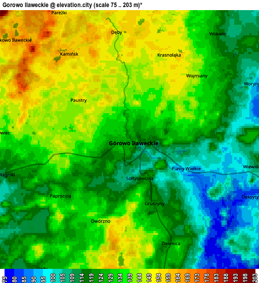 Zoom OUT 2x Górowo Iławeckie, Poland elevation map