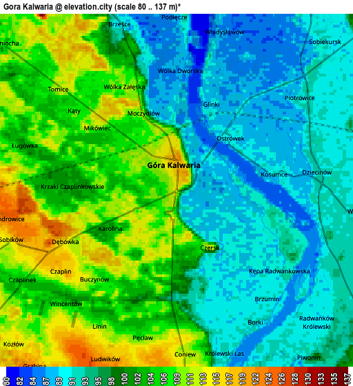 Zoom OUT 2x Góra Kalwaria, Poland elevation map