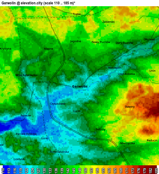 Zoom OUT 2x Garwolin, Poland elevation map