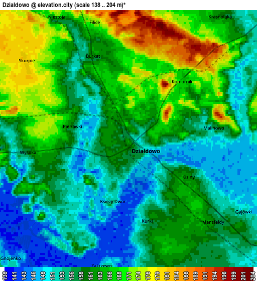 Zoom OUT 2x Działdowo, Poland elevation map