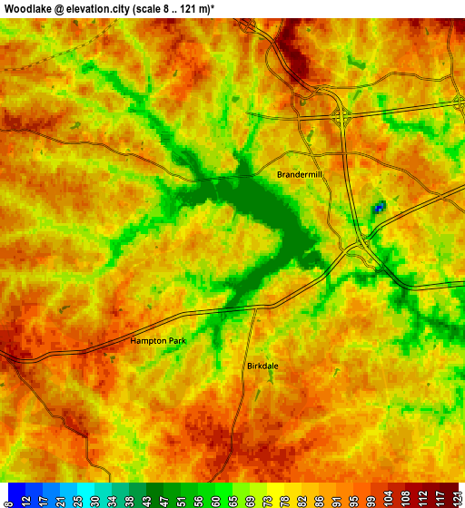 Zoom OUT 2x Woodlake, United States elevation map