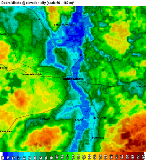 Zoom OUT 2x Dobre Miasto, Poland elevation map