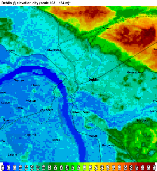 Zoom OUT 2x Dęblin, Poland elevation map