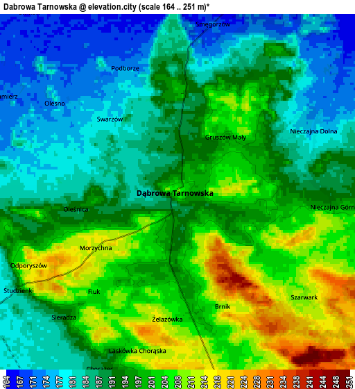 Zoom OUT 2x Dąbrowa Tarnowska, Poland elevation map