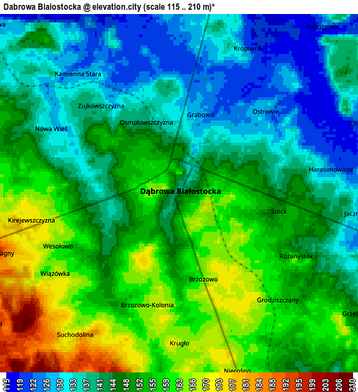 Zoom OUT 2x Dąbrowa Białostocka, Poland elevation map