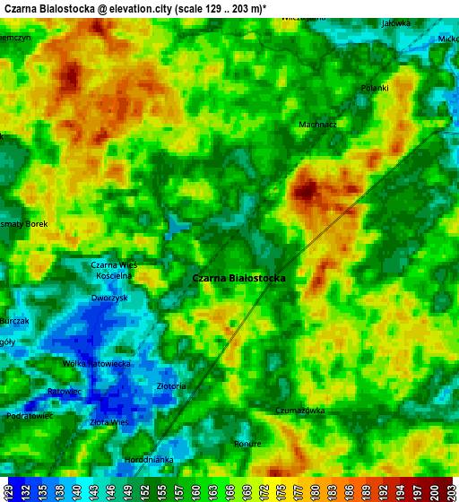 Zoom OUT 2x Czarna Białostocka, Poland elevation map