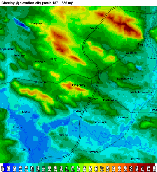 Zoom OUT 2x Chęciny, Poland elevation map