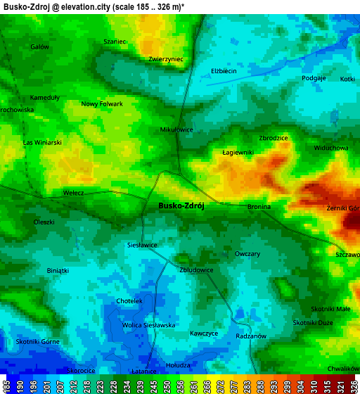 Zoom OUT 2x Busko-Zdrój, Poland elevation map