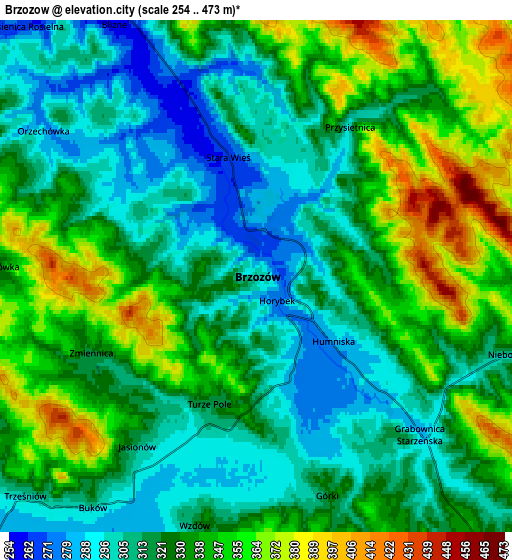 Zoom OUT 2x Brzozów, Poland elevation map