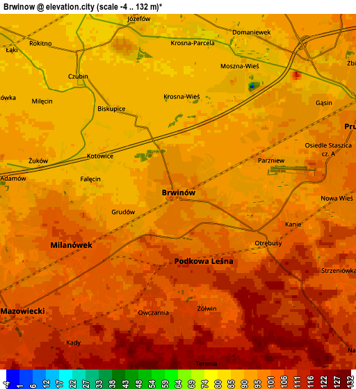 Zoom OUT 2x Brwinów, Poland elevation map